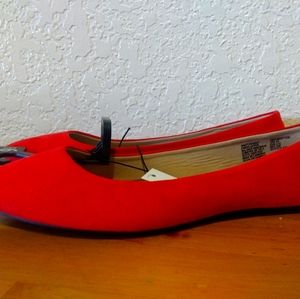 Bright Red Orange Flats
